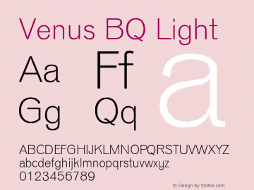 Venus BQ Light Version 001.000 Font Sample