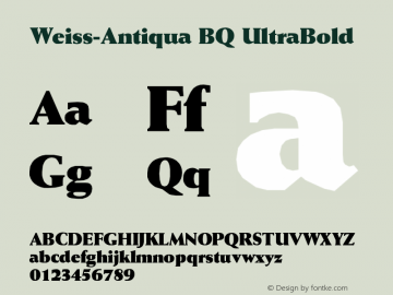 Weiss-Antiqua BQ UltraBold Version 001.000 Font Sample