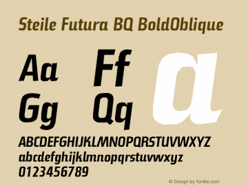 Steile Futura BQ BoldOblique Version 001.000图片样张