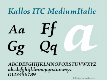 Kallos ITC MediumItalic Version 001.001图片样张