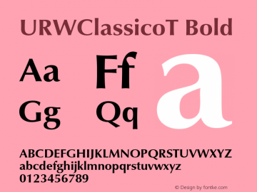 URWClassicoT Bold Version 001.005图片样张