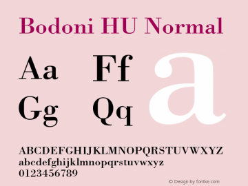 Bodoni HU Normal 1.000 Font Sample