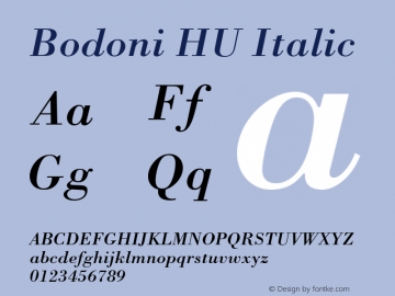 Bodoni HU Italic 1.000 Font Sample