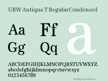 URW Antiqua T RegularCondensed Version 001.003 Font Sample