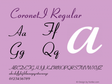 CoronetI Regular Version 001.005 Font Sample