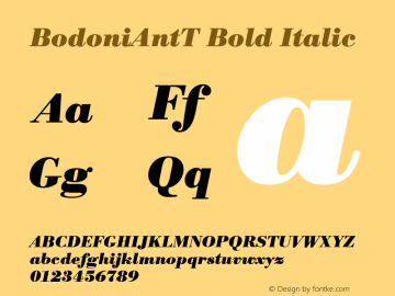 BodoniAntT Bold Italic Version 001.005图片样张