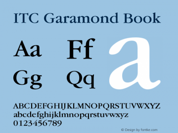 ITC Garamond Book Version 003.001 Font Sample