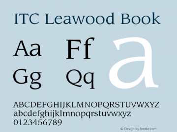 ITC Leawood Book Version 003.001 Font Sample