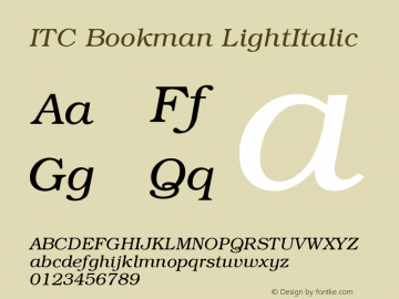 ITC Bookman LightItalic Version 003.001图片样张