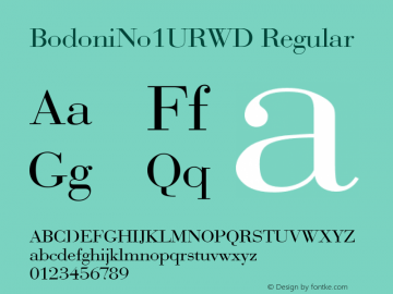 BodoniNo1URWD Regular Version 1.05 Font Sample