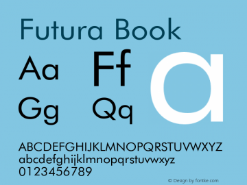 Futura Book Version 003.001 Font Sample