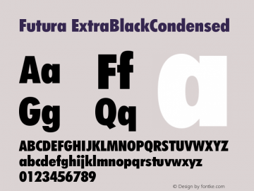 Futura ExtraBlackCondensed Version 003.001 Font Sample
