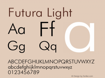 Futura Light Version 003.001 Font Sample