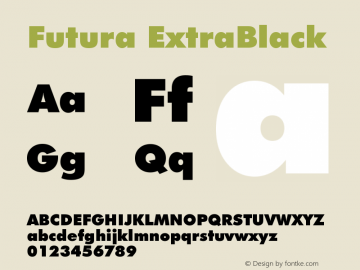 Futura ExtraBlack Version 003.001 Font Sample