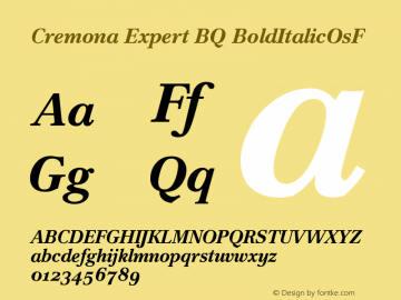 Cremona Expert BQ BoldItalicOsF Version 001.000 Font Sample
