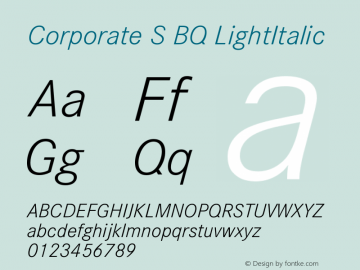 Corporate S BQ LightItalic Version 001.000图片样张