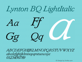 Lynton BQ LightItalic Version 001.000图片样张