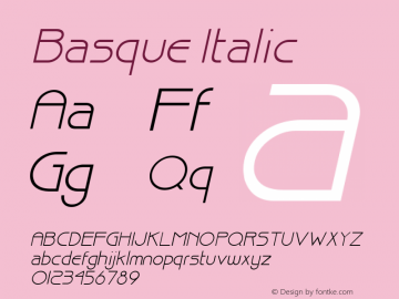 Basque Italic Altsys Fontographer 4.1 12/20/94 Font Sample