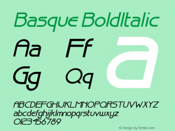 Basque BoldItalic Altsys Fontographer 4.1 12/20/94 Font Sample