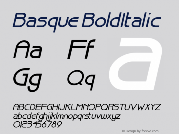 Basque BoldItalic Altsys Fontographer 4.1 5/27/96 Font Sample