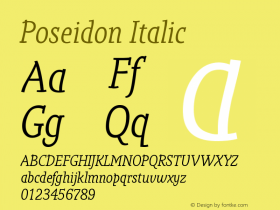 Poseidon Italic Version 001.000 Font Sample