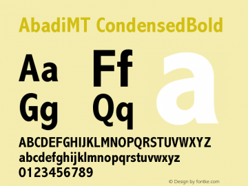 AbadiMT CondensedBold Version 001.003  Font Sample