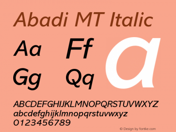 Abadi MT Italic Version 001.003 图片样张