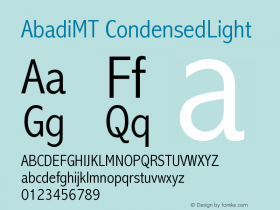 AbadiMT CondensedLight Version 001.003 图片样张