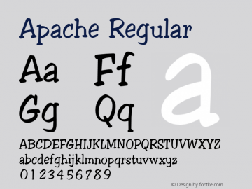 Apache Regular Macromedia Fontographer 4.1 30-7-99 Font Sample