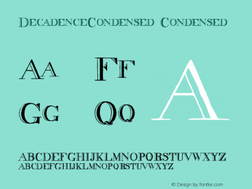 DecadenceCondensed Condensed Version 001.000 Font Sample