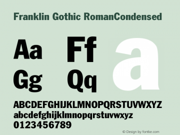Franklin Gothic RomanCondensed Version 003.001图片样张