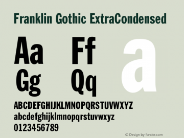 Franklin Gothic ExtraCondensed Version 003.001 Font Sample