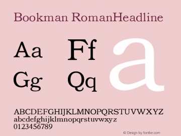 Bookman RomanHeadline Version 003.001 Font Sample