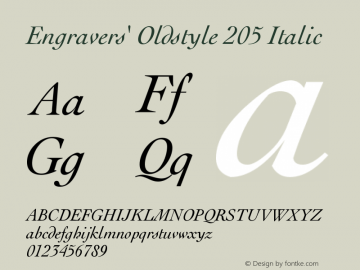 Engravers' Oldstyle 205 Italic Version 003.001 Font Sample