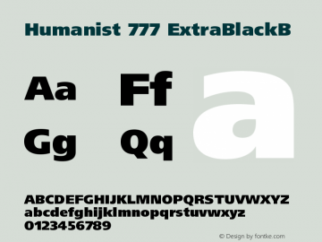 Humanist 777 ExtraBlackB Version 003.001 Font Sample