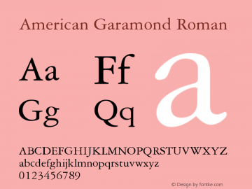 American Garamond Roman Version 003.001图片样张