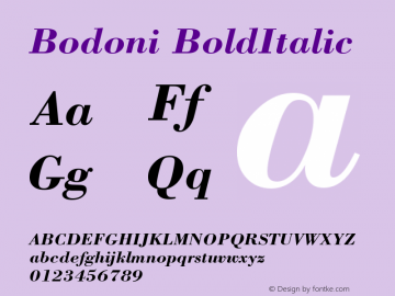 Bodoni BoldItalic Version 003.001图片样张