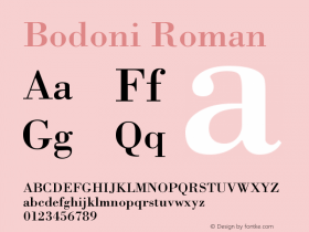 Bodoni Roman Version 003.001 Font Sample