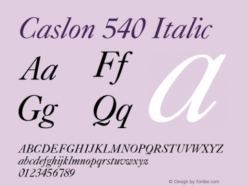 Caslon 540 Italic Version 003.001图片样张