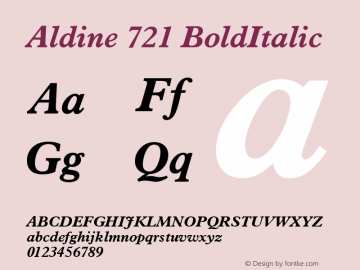 Aldine 721 BoldItalic Version 003.001图片样张