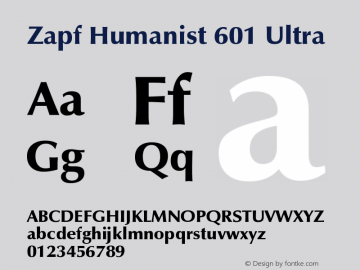 Zapf Humanist 601 Ultra Version 003.001 Font Sample