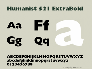 Humanist 521 ExtraBold Version 003.001图片样张
