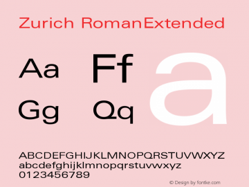 Zurich RomanExtended Version 003.001 Font Sample