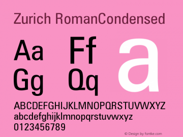 Zurich RomanCondensed Version 003.001图片样张