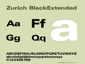 Zurich BlackExtended Version 003.001 Font Sample