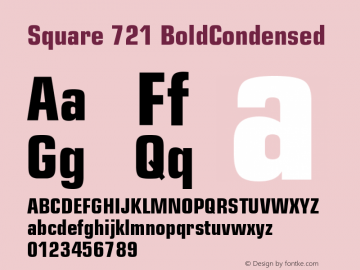 Square 721 BoldCondensed Version 003.001 Font Sample