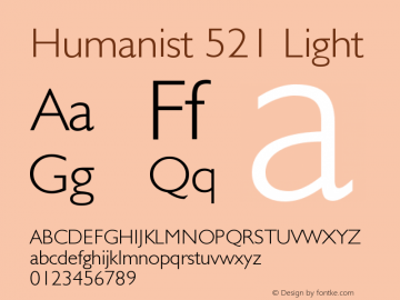 Humanist 521 Light Version 003.001 Font Sample