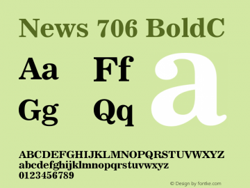 News 706 BoldC Version 003.001 Font Sample