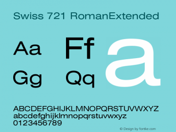Swiss 721 RomanExtended Version 003.001 Font Sample