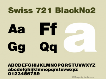 Swiss 721 BlackNo2 Version 003.001 Font Sample